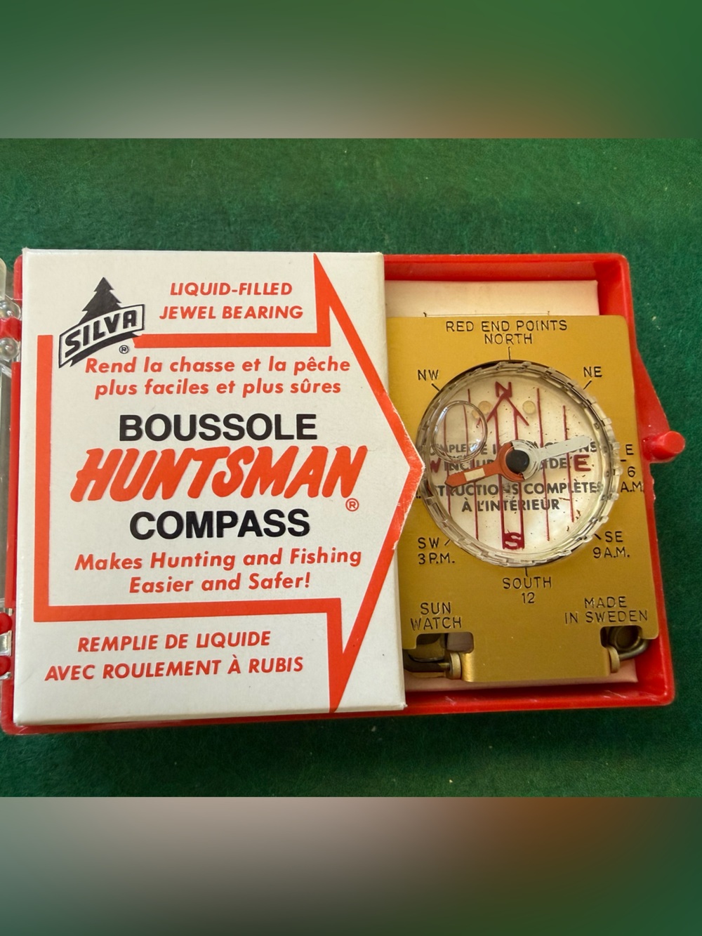 Vintage Silva Huntsman Compass w/ Case | Made in Sweden | Complete